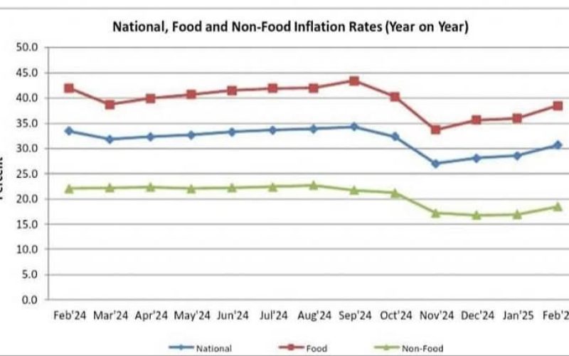 Malawi’s Inflation Rises to 30.7% in February 2025