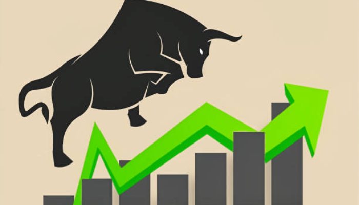 This illustration represents a bullish & growing market